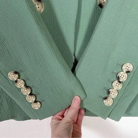 Veronica Beard Emsley double breasted blazer jacket linen blend green size 10 - Picture 8 of 12